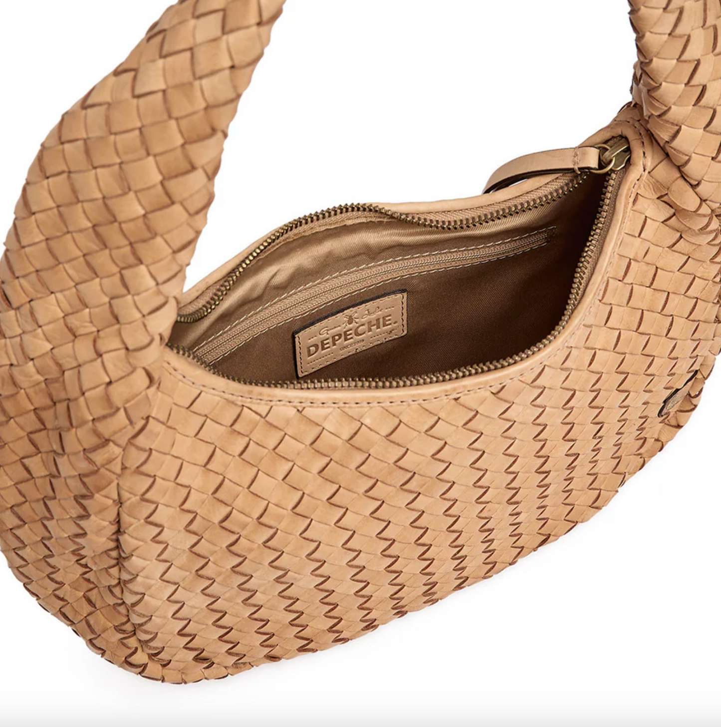 Elegante handgeflochtene Schultertasche - Sand