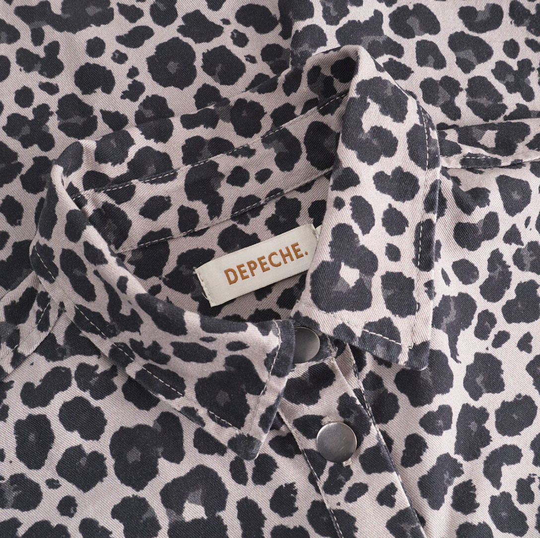 Trendiges Hemd - Grau Leopard