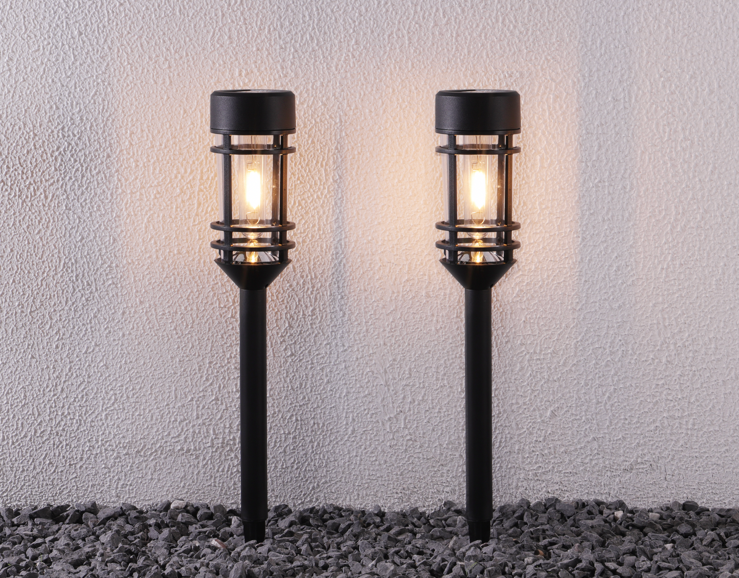 Gartenlampe NERO mit Solar – Set mit 2 Stück.