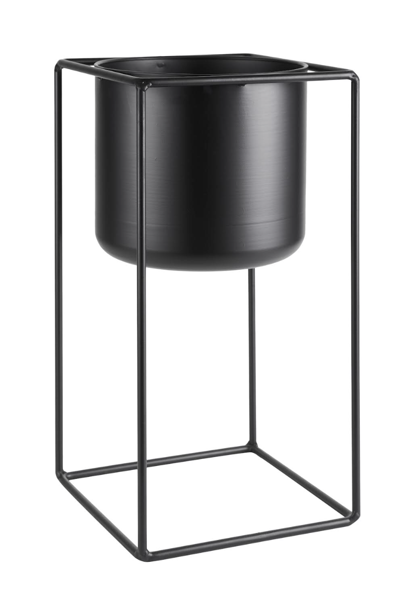 Pflanzenaufsteller mit Topf - Cube black