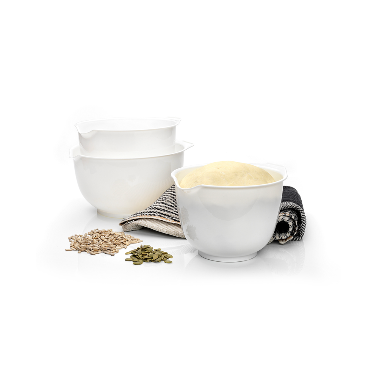Rührschüsseln Weiß - Set mit 3 Stück.