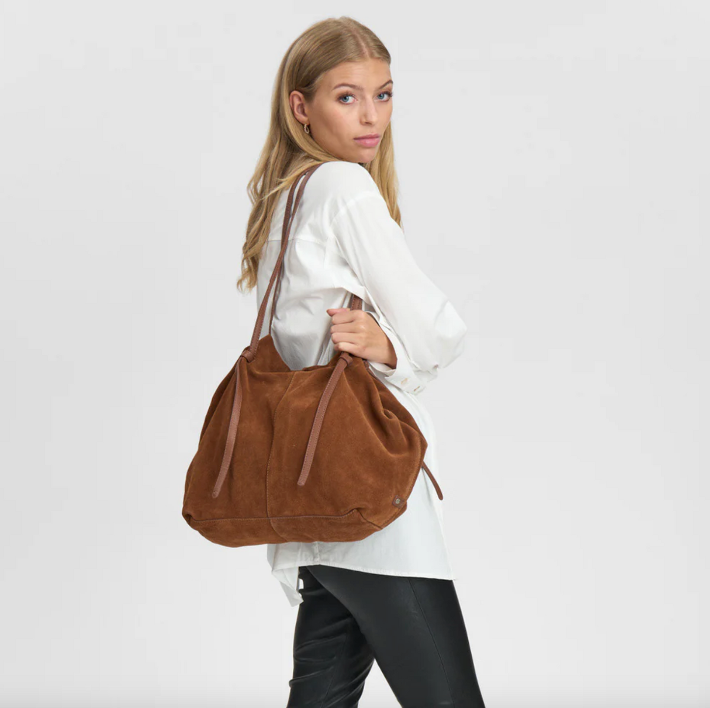 Schöner Wildleder-Shopper - Cognac
