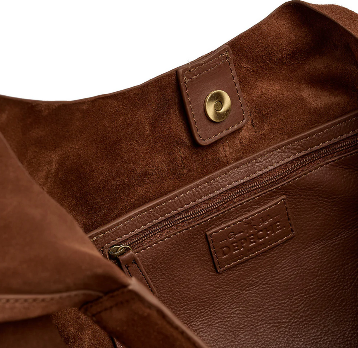 Shopper aus weichem Wildleder - Cognac
