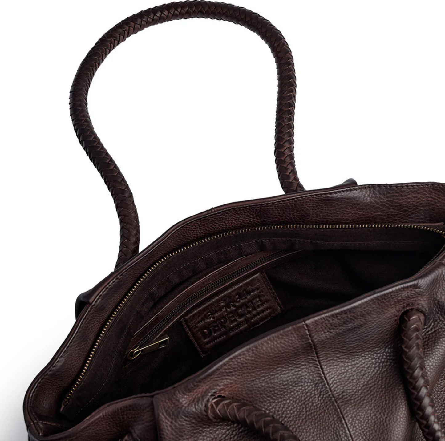 Schultertasche mit schönem geflochtenem Riemen - Braun