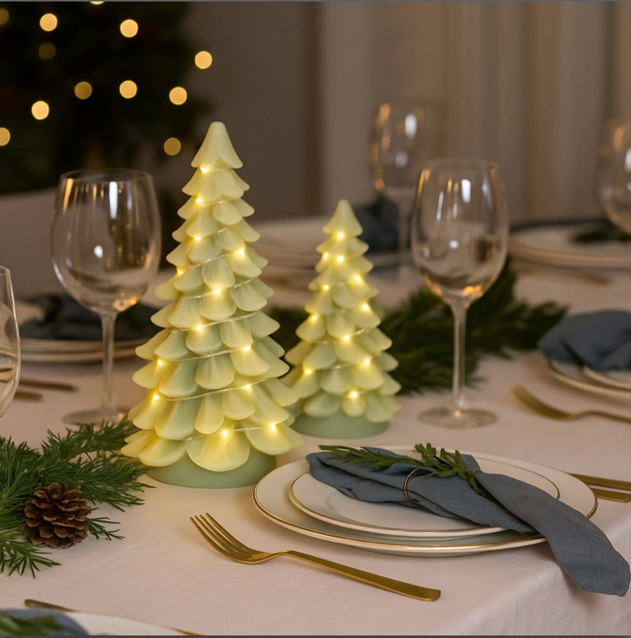LED-Weihnachtsbäume mit Lichterkette - 2er-Pack