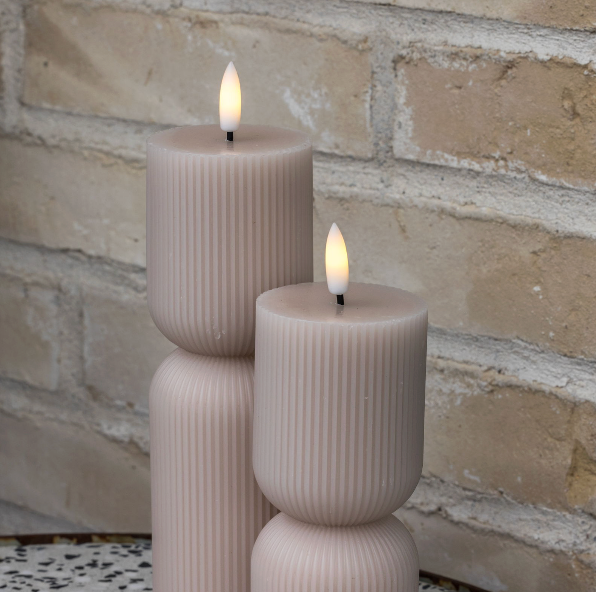 LED-Blockkerzen / Rillen – 2 Stk