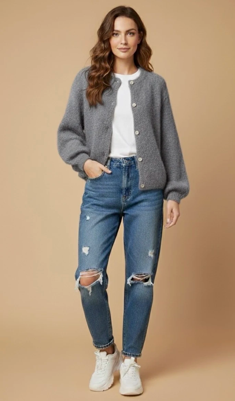 Cardigan Mohair - Grau