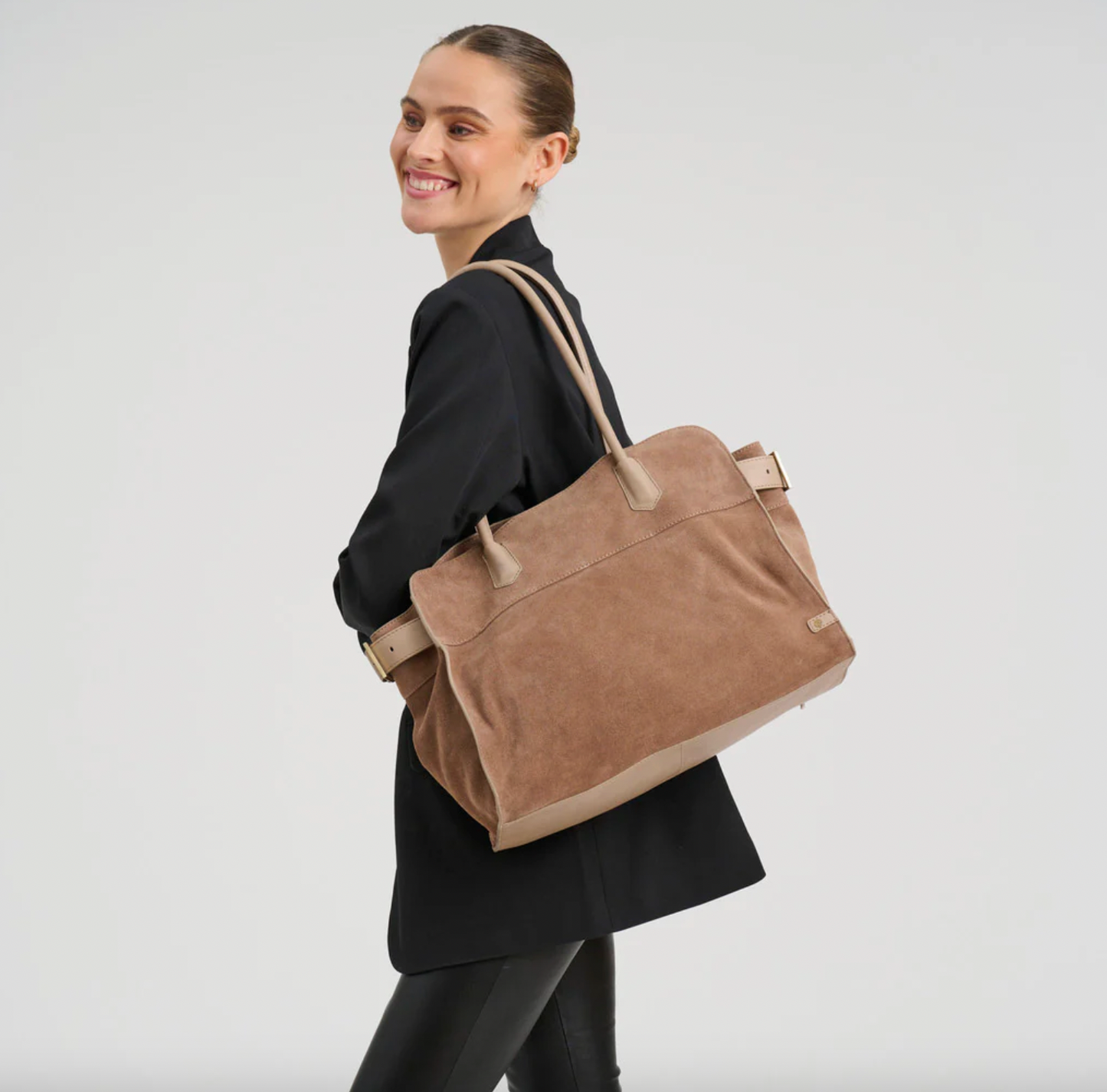 Wildleder-Shopper – Taupe