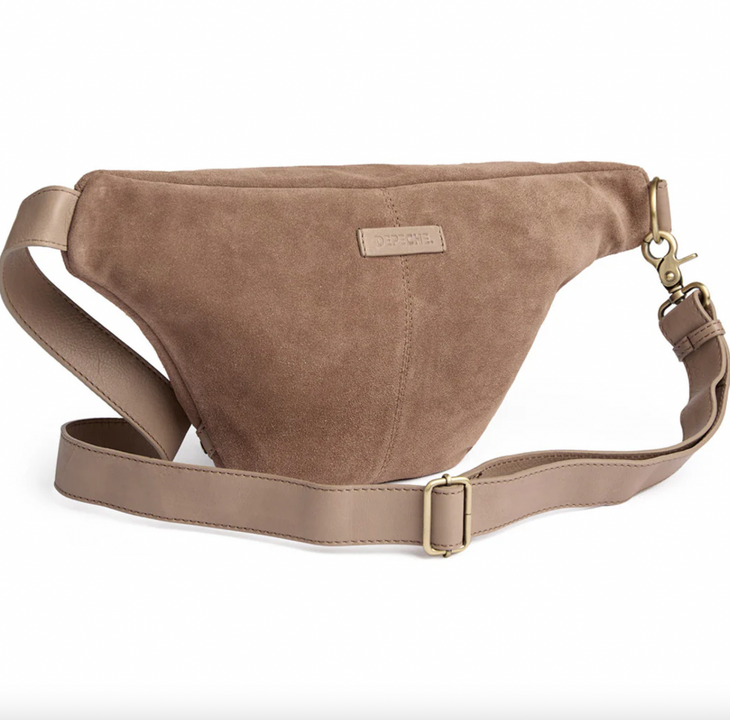 Schöne Wildleder-Bauchtasche - Taupe