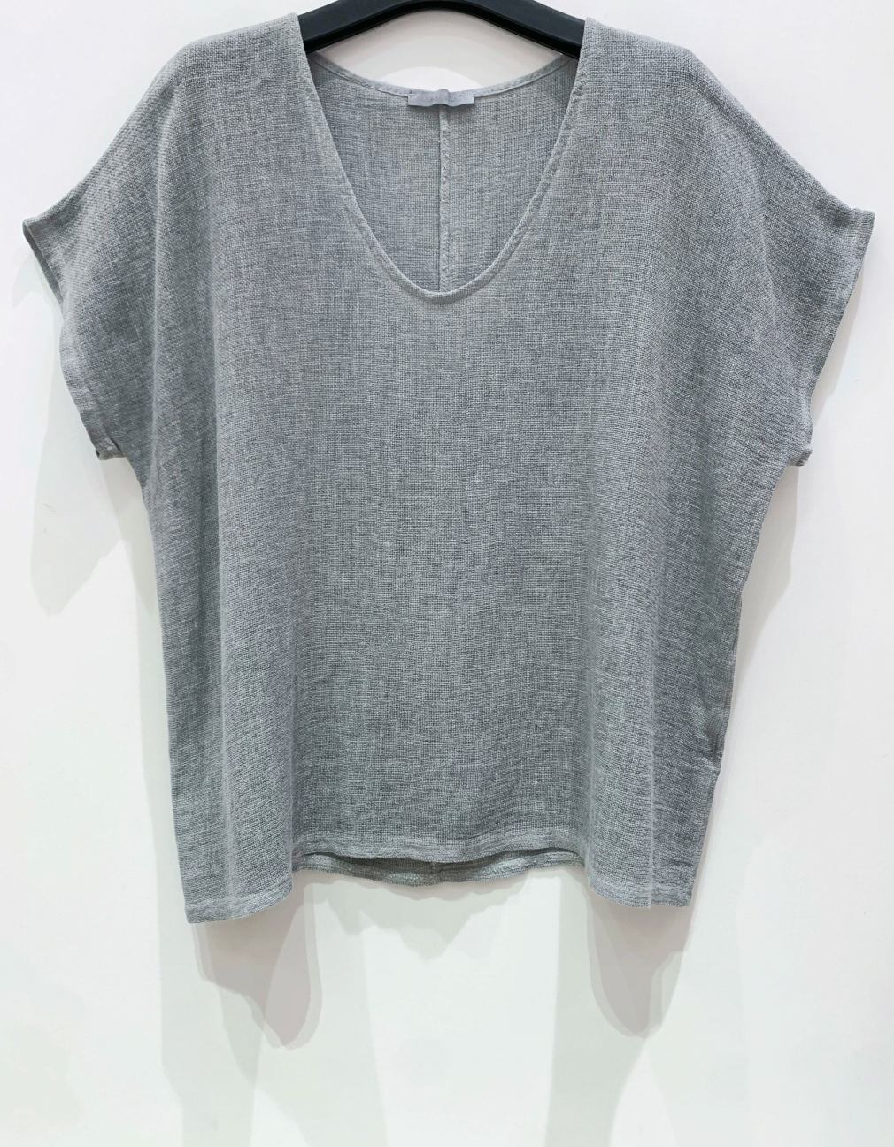T-Shirt Cozy Leinenmix - Stone Grau