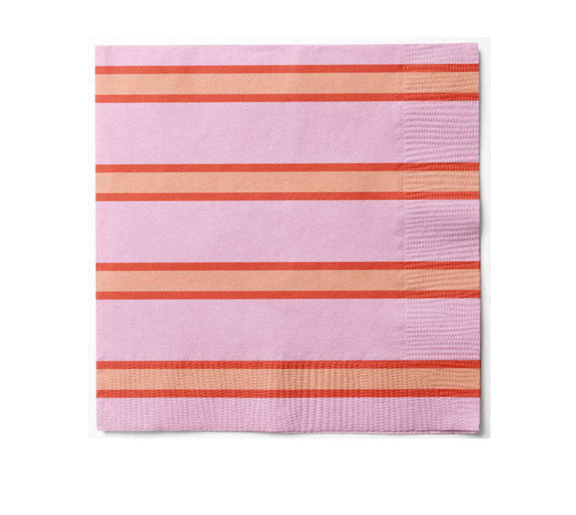 Servietten orange gestreift - 20 Stk.