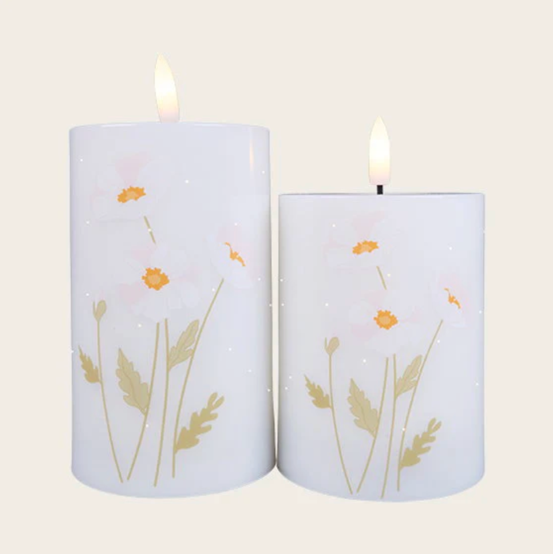 LED-Blockkerzen TWINKLE Poppy Rose - Set mit 2 Stück