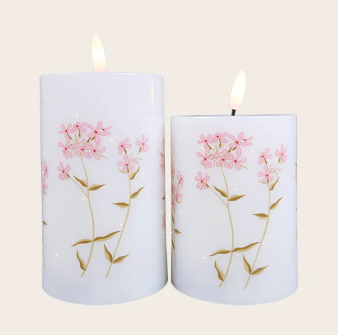 LED-Stumpenkerzen TWINKLE flower - Set mit 2 Stk.