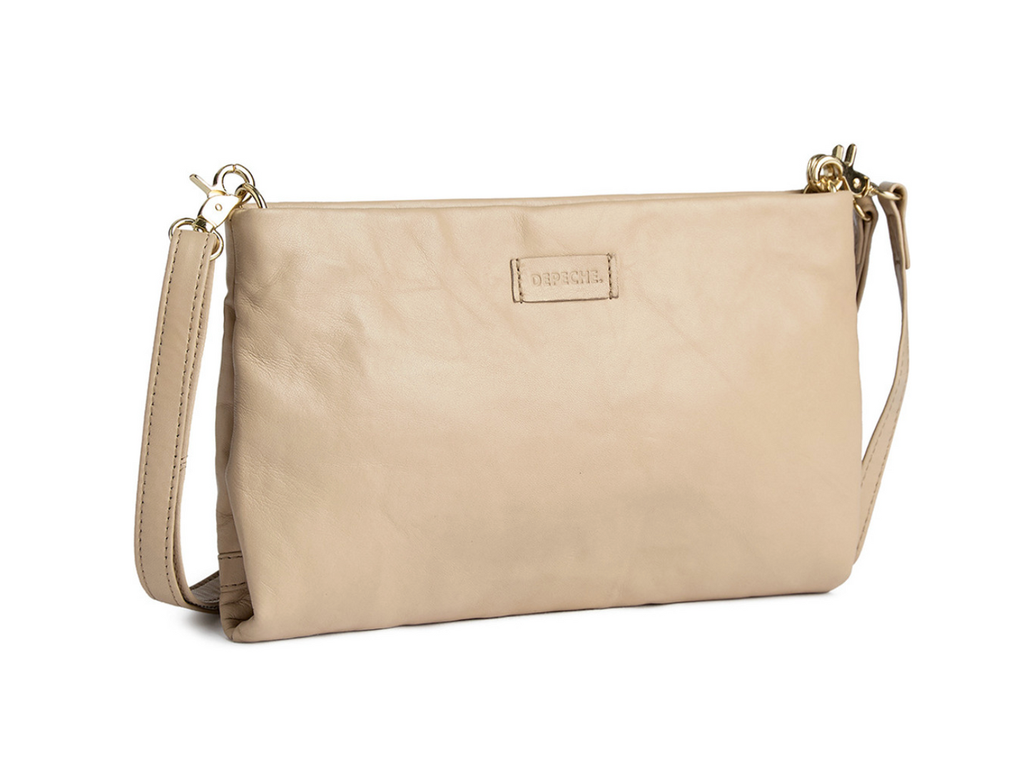 Leder-Clutch mit Nieten - Vanilla