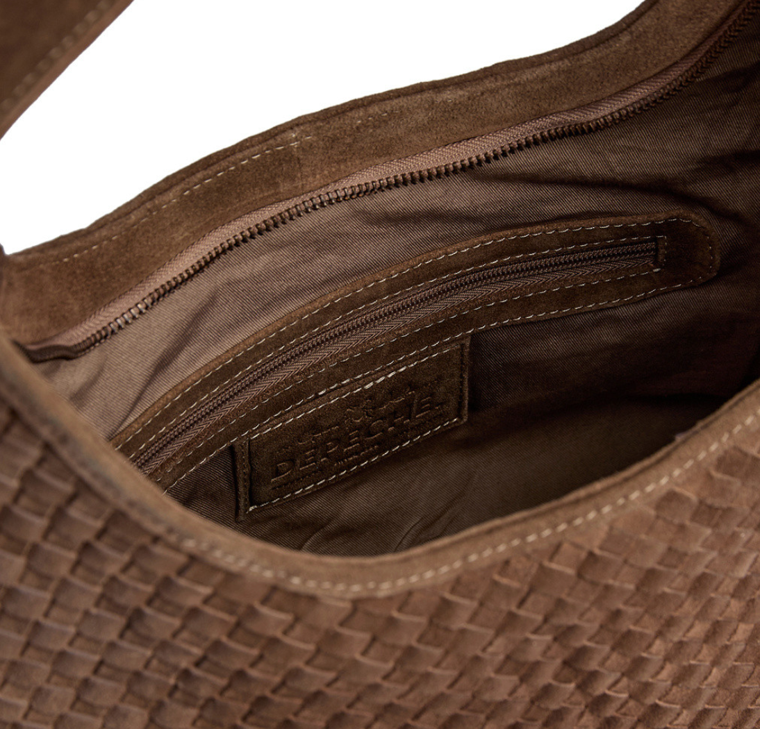 Handgeflochtene Veloursleder-Handtasche - Mud