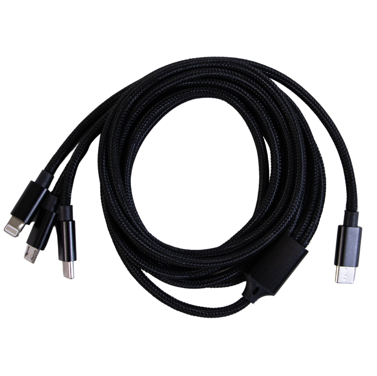 2 Meter Nylon 3I1- USB-C-Ladekabel Schwarz
