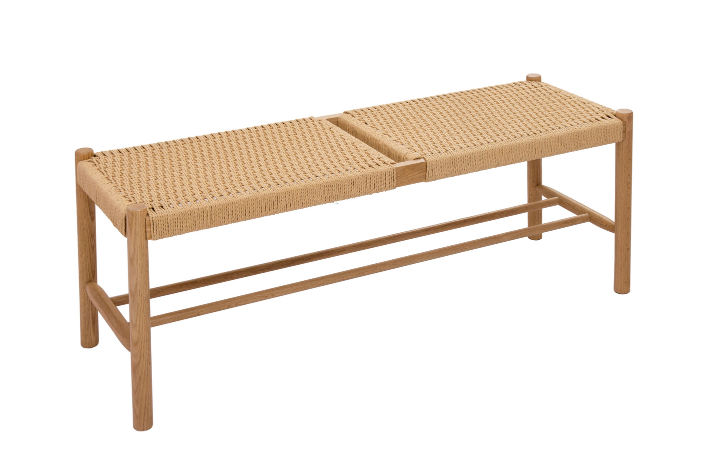 Bank Cotta aus massiver Eiche und Geflechtsitz - 110 cm