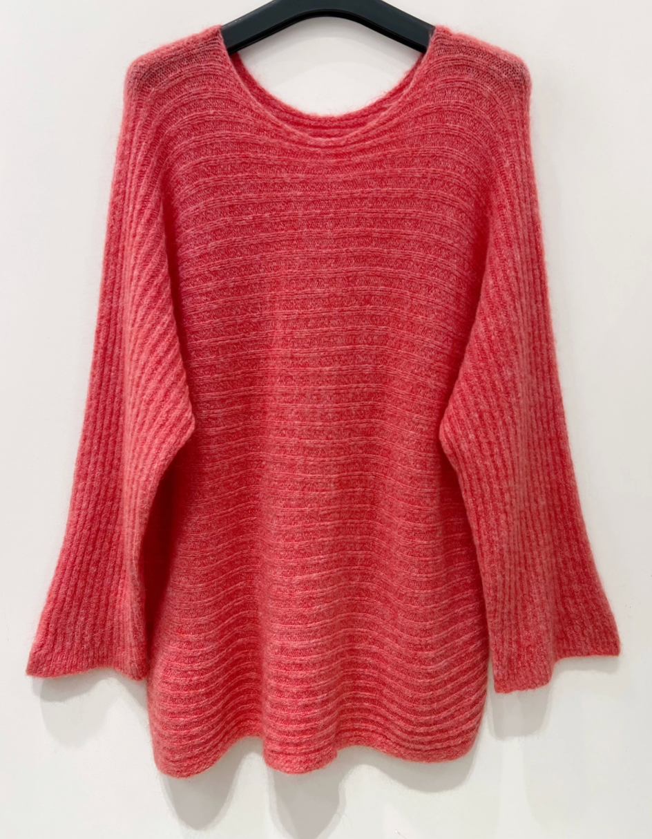 Oversized-Pullover - Coral Woll-/Mohair-Mix