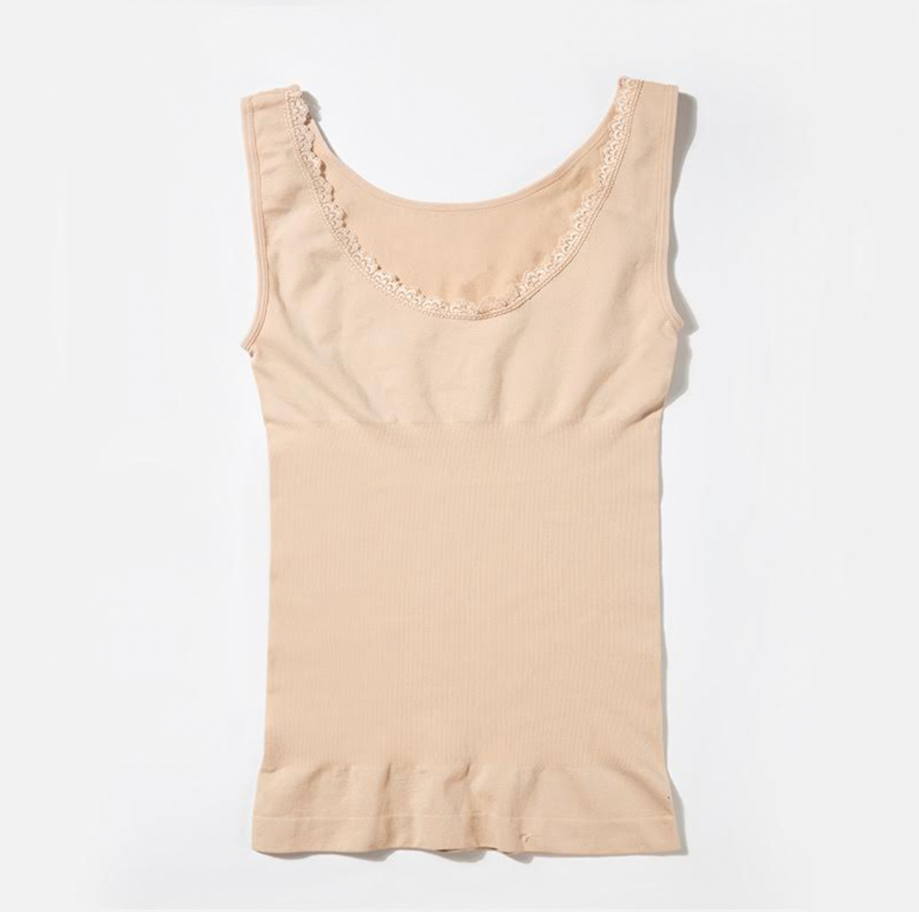 Seamless-Top mit Spitzenkante - Nude