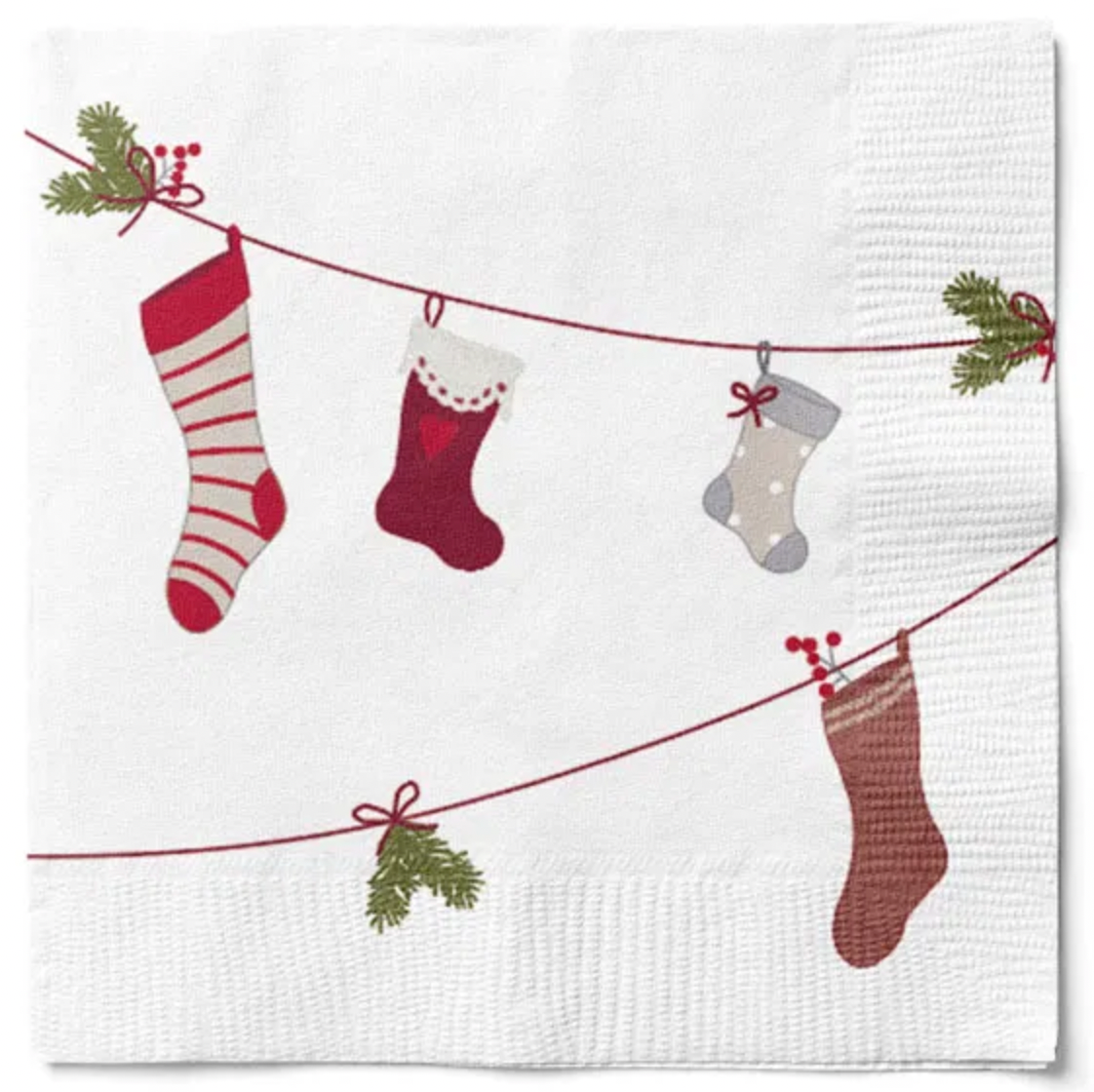 Servietten mit Weihnachtsstrümpfen - 20 Stk