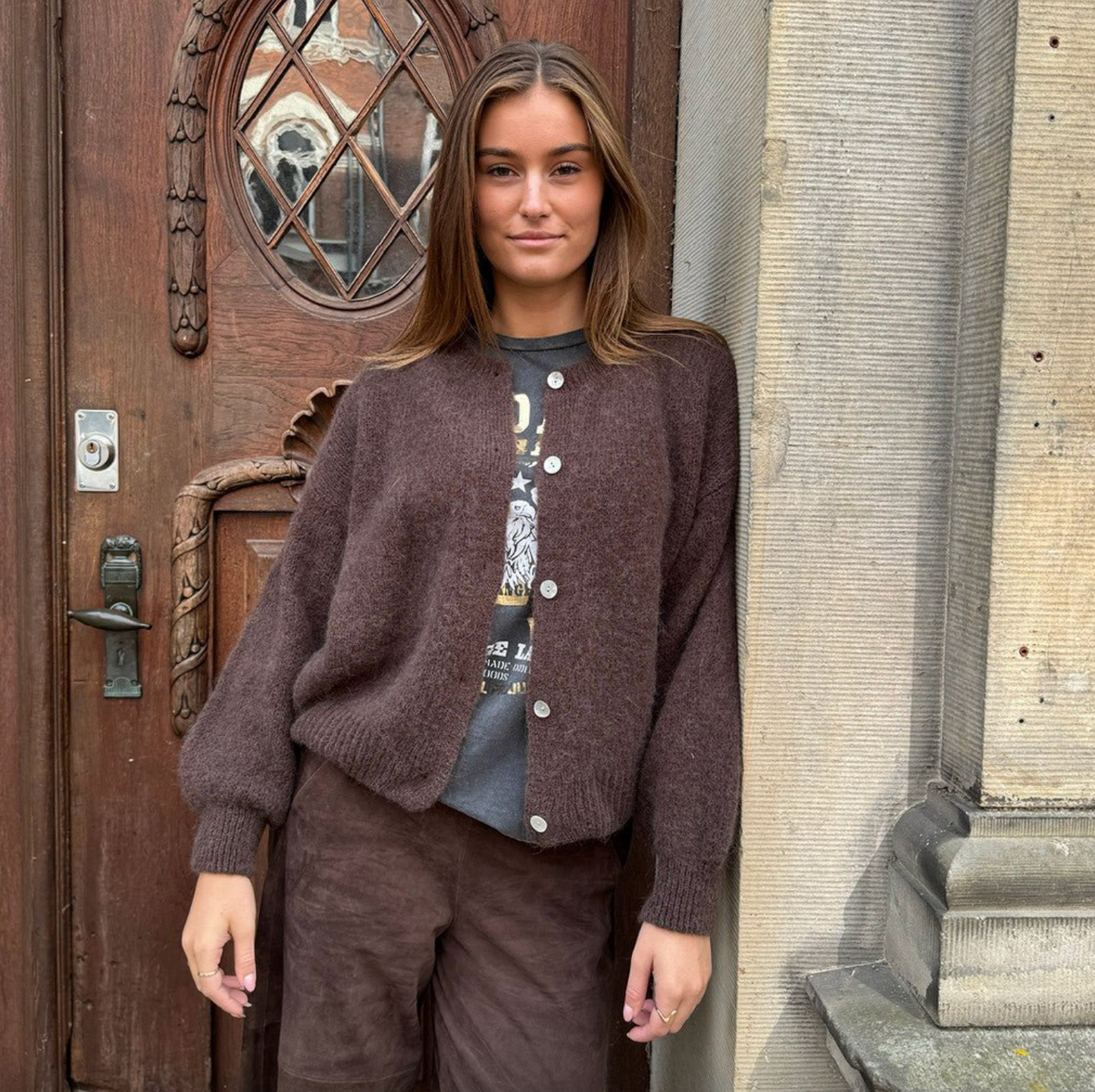 Alpaca Cardigan Depeche - Brown