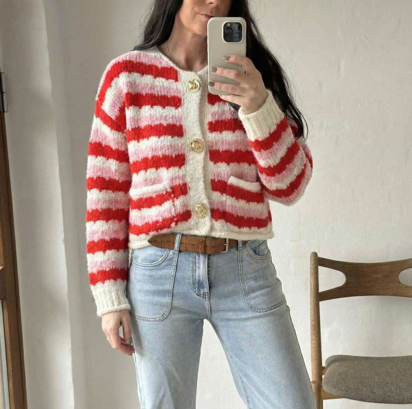 Cardigan Rot gestreift