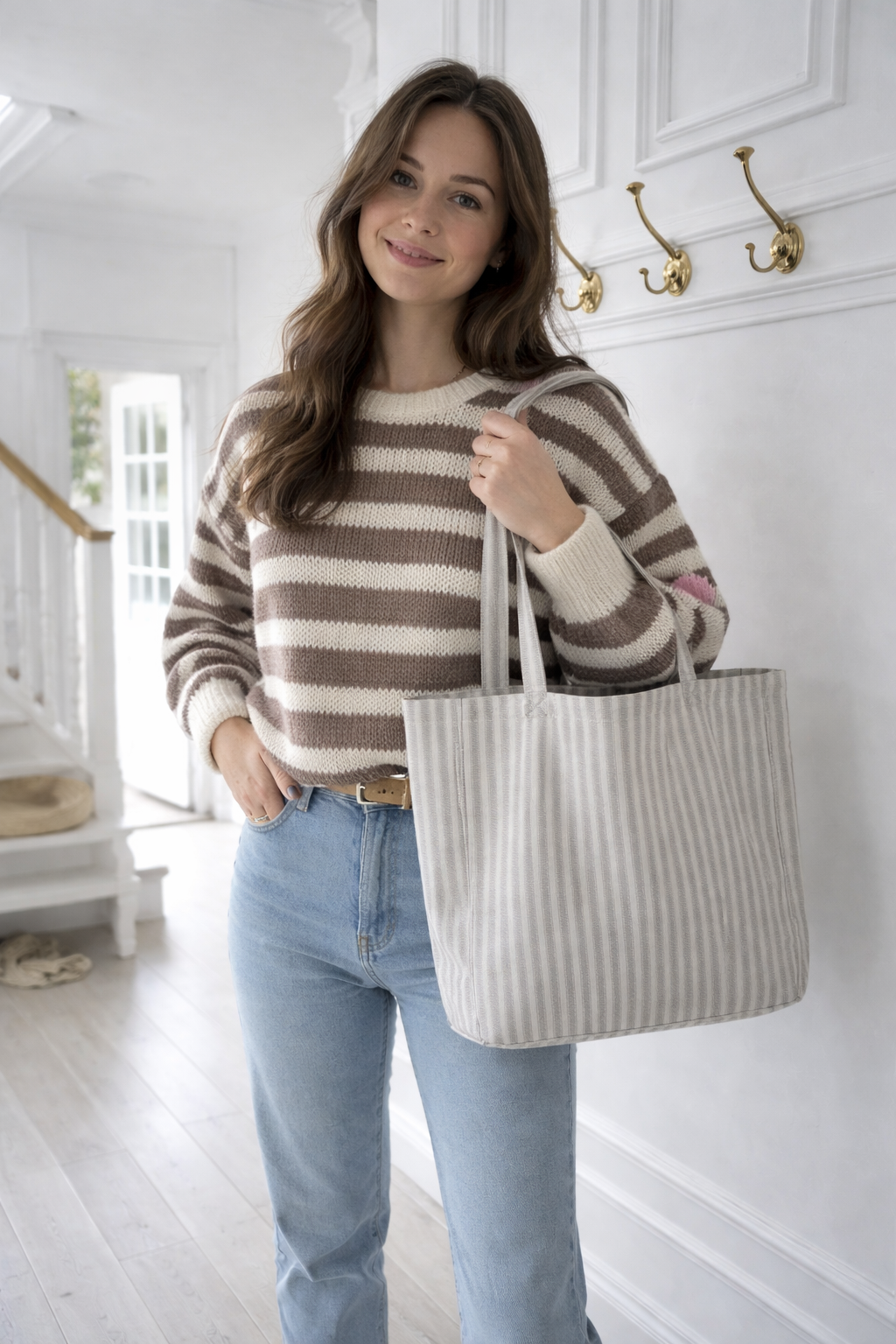 Shopper Grau gestreift