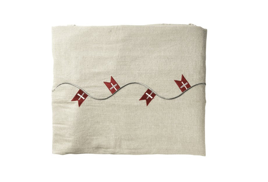 Bordløber med flag - Neutral hørmix 35x160cm - VIAMAJA