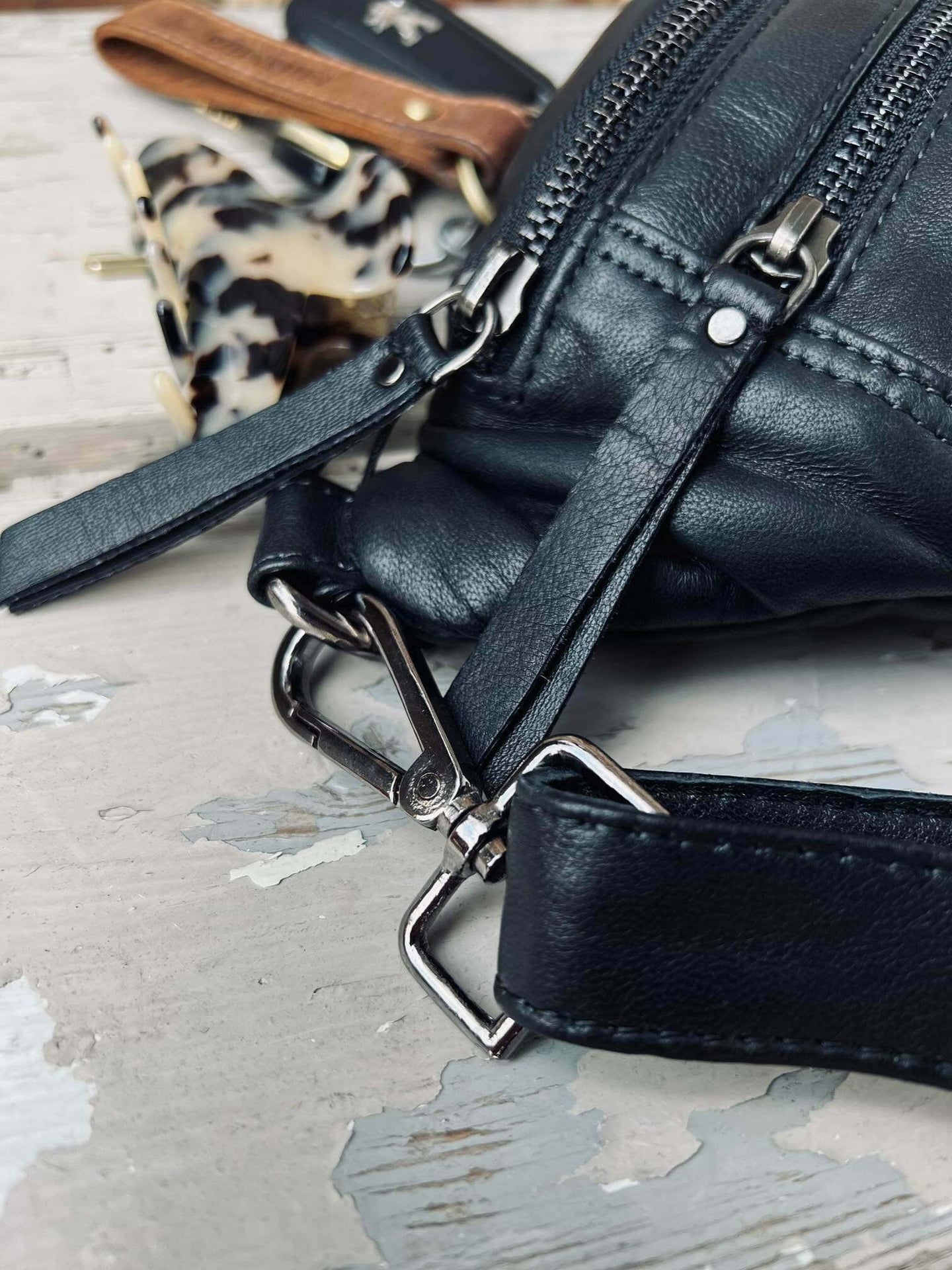 Bumbag Faustine black - blød lammeskind - VIAMAJA.DK