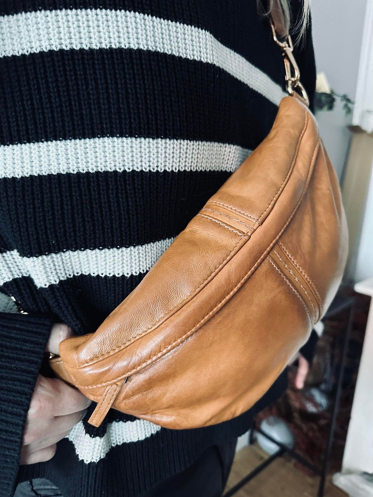 Bumbag m. kontrast - Cognac - VIAMAJA.DK