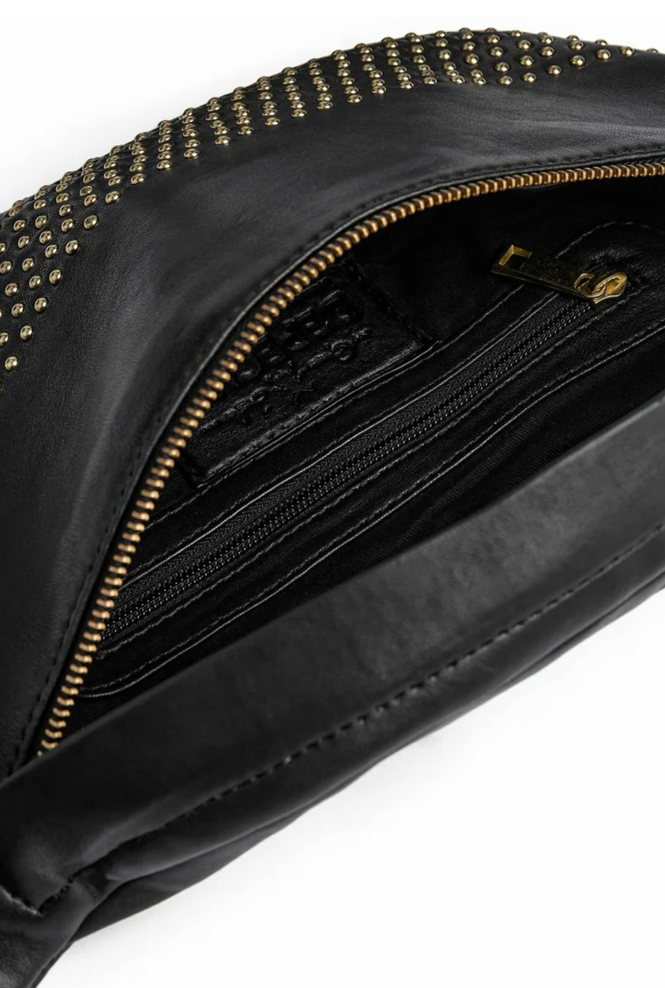Bumbag med guld nitter – Sort læderlook
