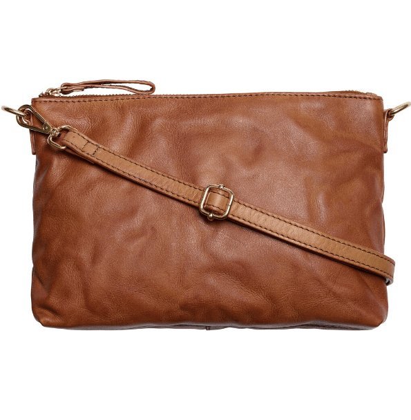 Clutch i vasket skind – cognac - VIAMAJA