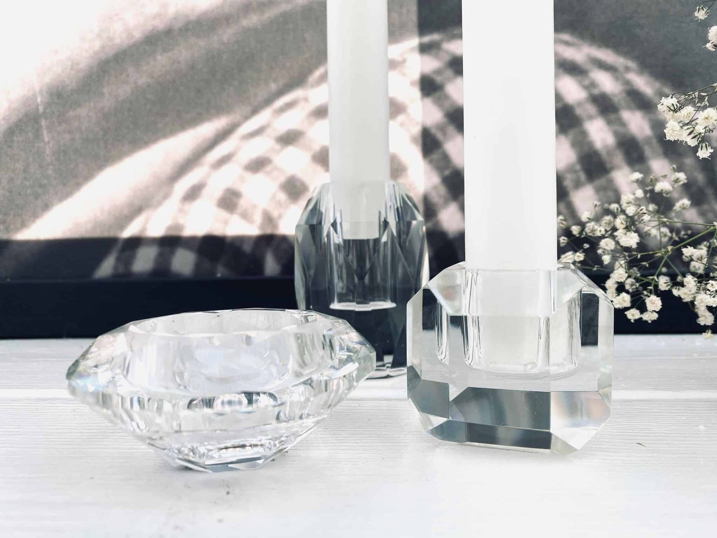 Diamant Lysestage i klar glas - VIAMAJA.DK