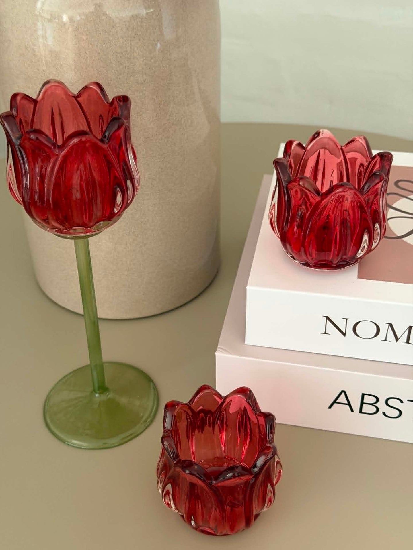 Kerzenhalter rote Tulpe - Set mit 2 Stück