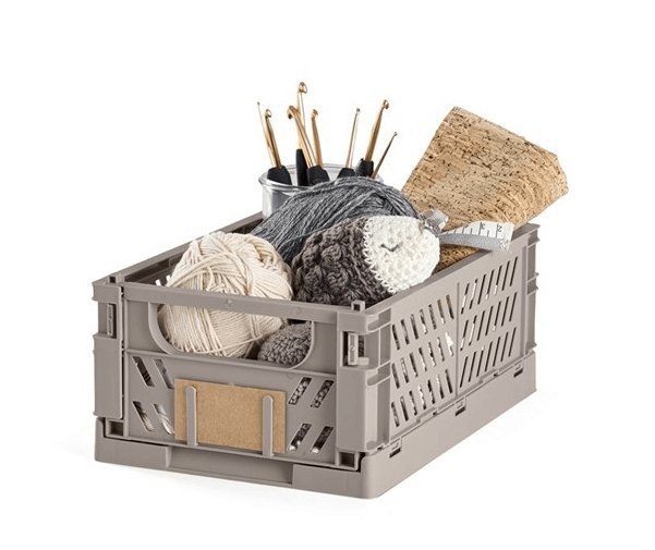 Foldekasse med mærkat – Lille – LIGHT GREY - VIAMAJA