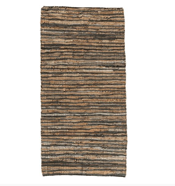 Gulvtæppe i flettet læder - 70x140cm - VIAMAJA