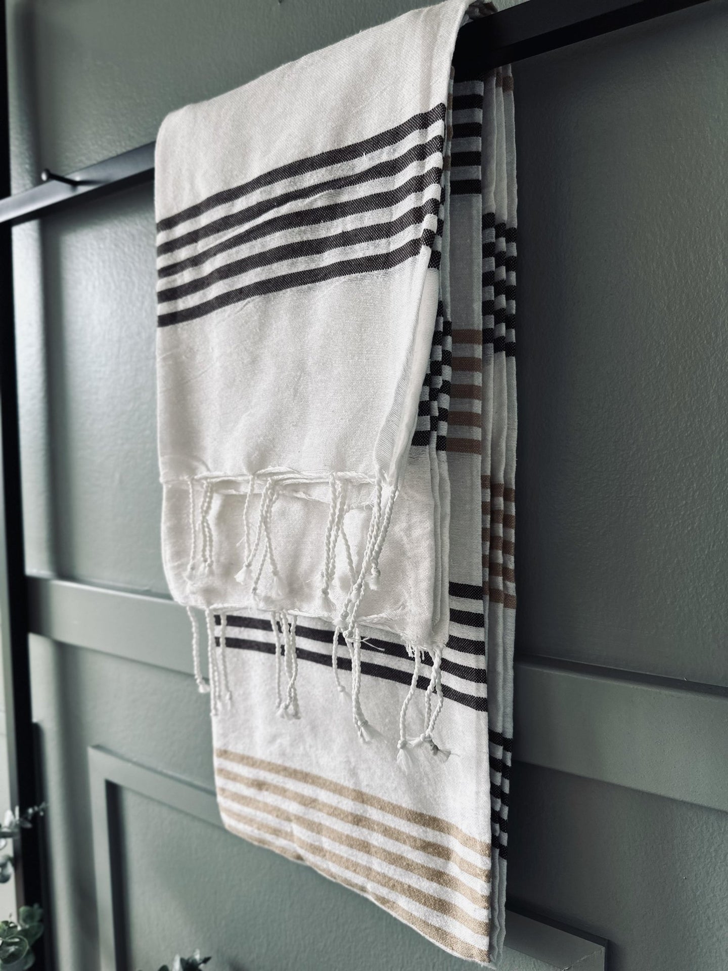 Hammam håndklæde – Beige strib - VIAMAJA.DK