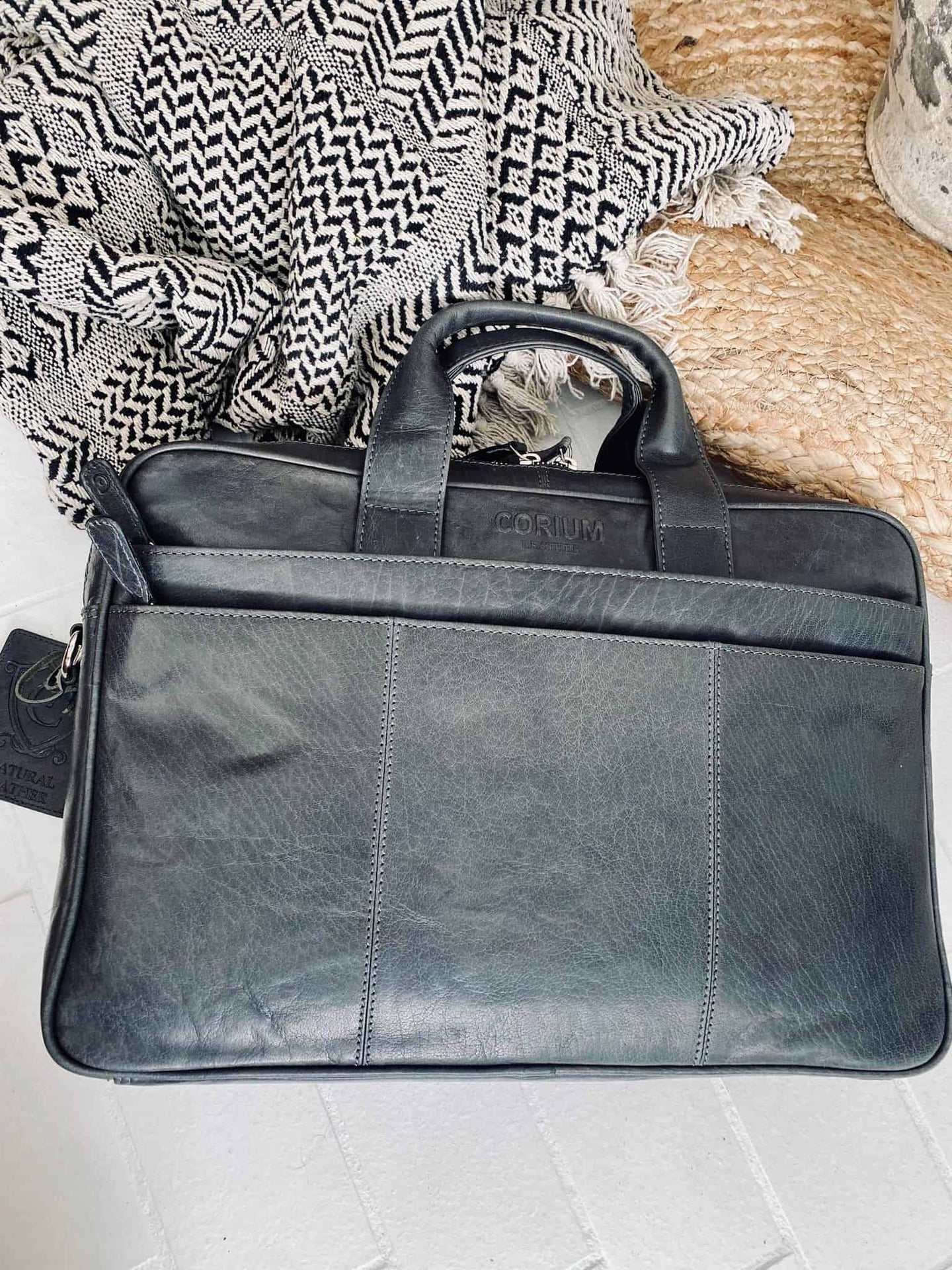 Laptop Taske MELLO – Grøn / Grå skind - VIAMAJA.DK