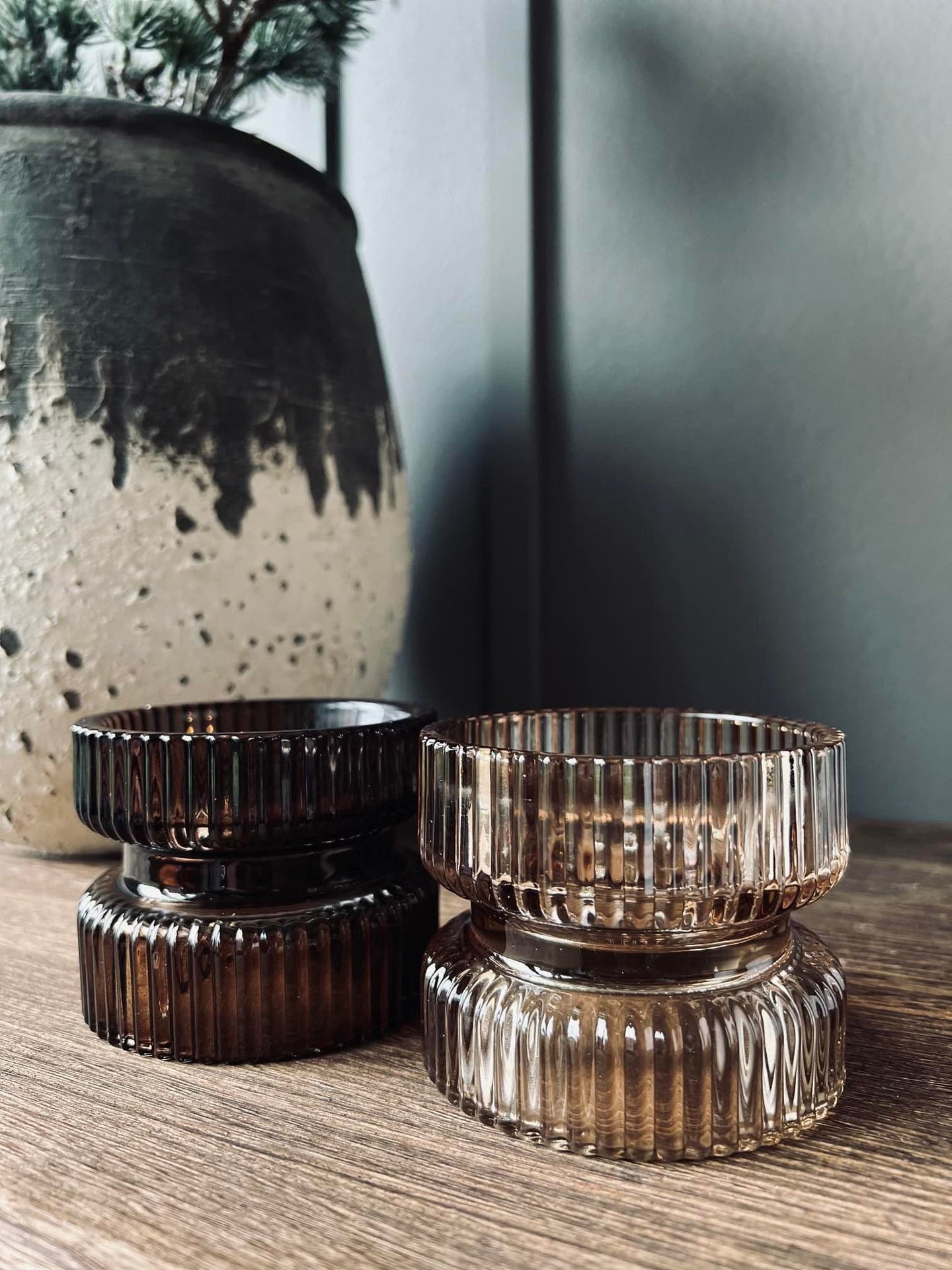 Lysestage sæt - 2 stk store vendbar lysestager i glas36 - VIAMAJA.DK