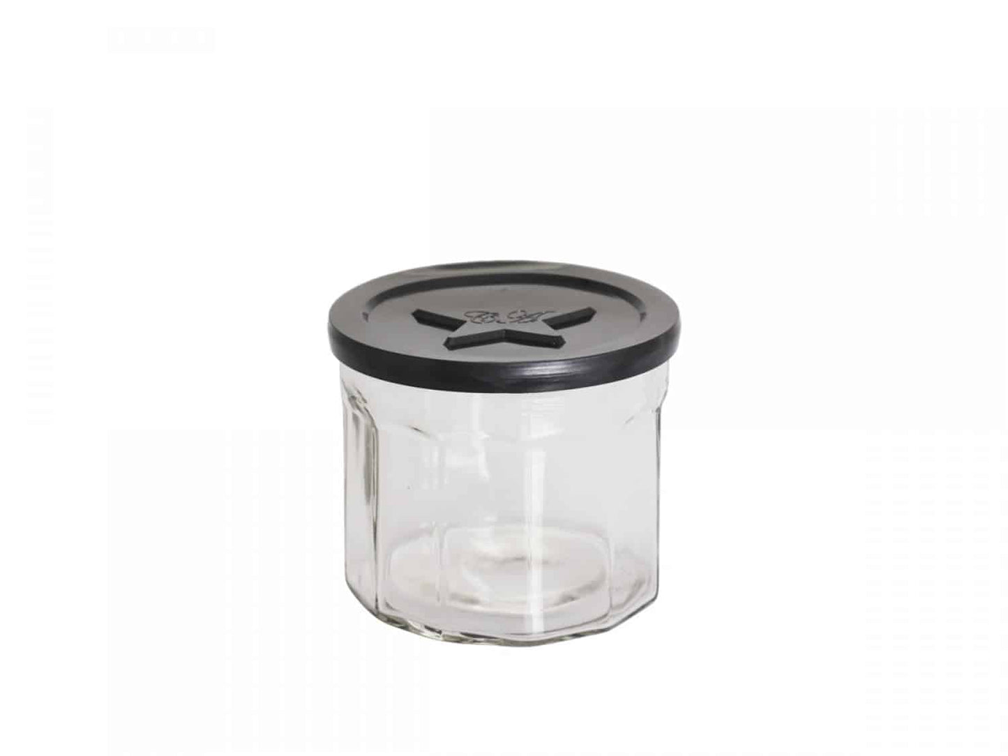 Marmeladeglas m. sort stjerne låg – 250ml - VIAMAJA.DK