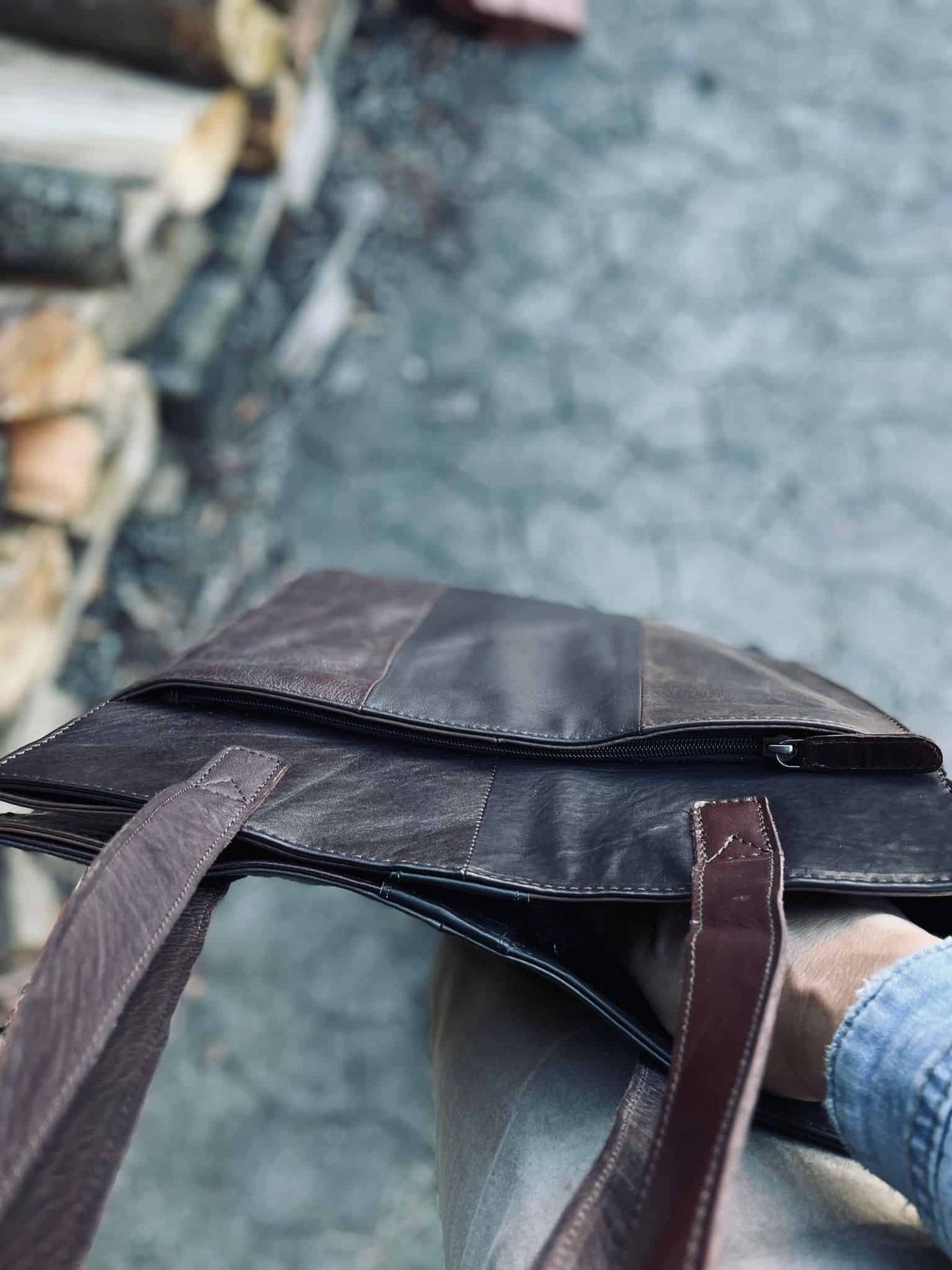 Shopper i kraftig recycling læder – Brown - VIAMAJA.DK