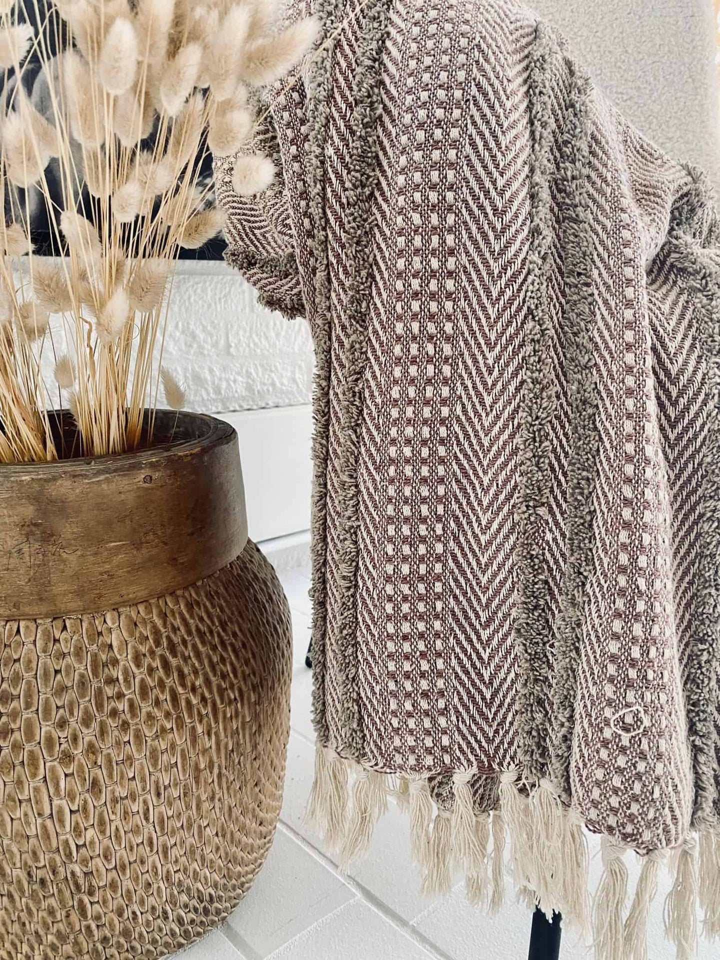 Tæppe genanvendt bomuld – Rose / Beige - VIAMAJA.DK