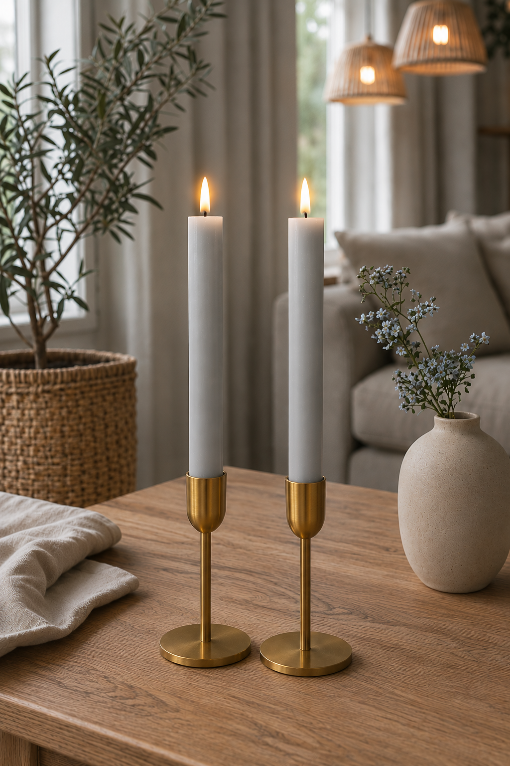 LED Stabkerze konisch - Grau 24,5 cm