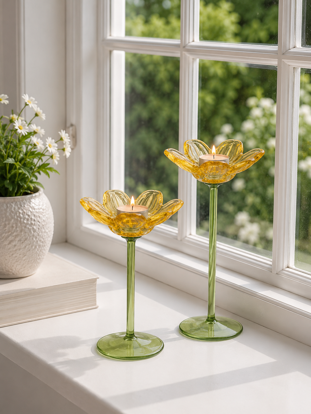 Teelichthalter Blume - Gelb