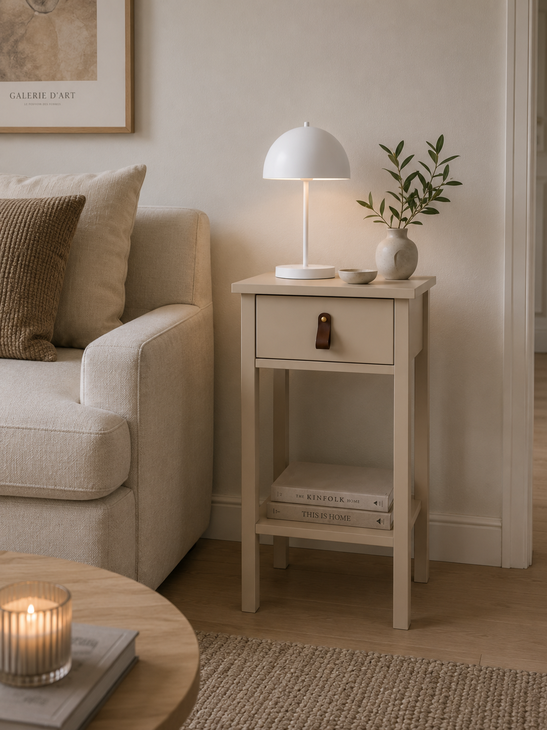 Tisch mit Schublade und Regal - Cashmere