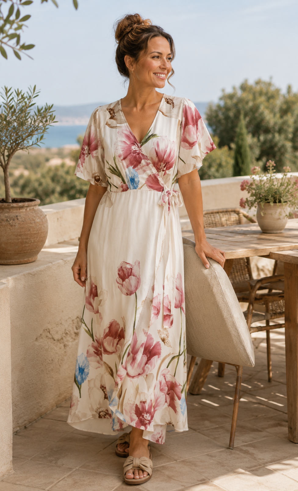 Kleid BELL wrap - Creme