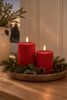 LED-Blockkerzen mit Rillen Rot - Set mit 2 Kerzen + Fernbedienung