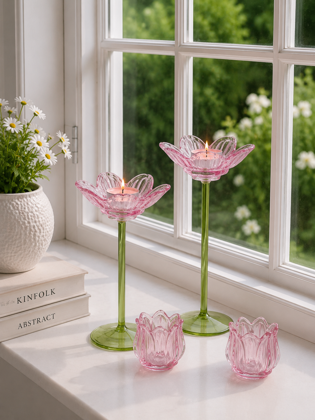Teelichthalter Blume - Rosa