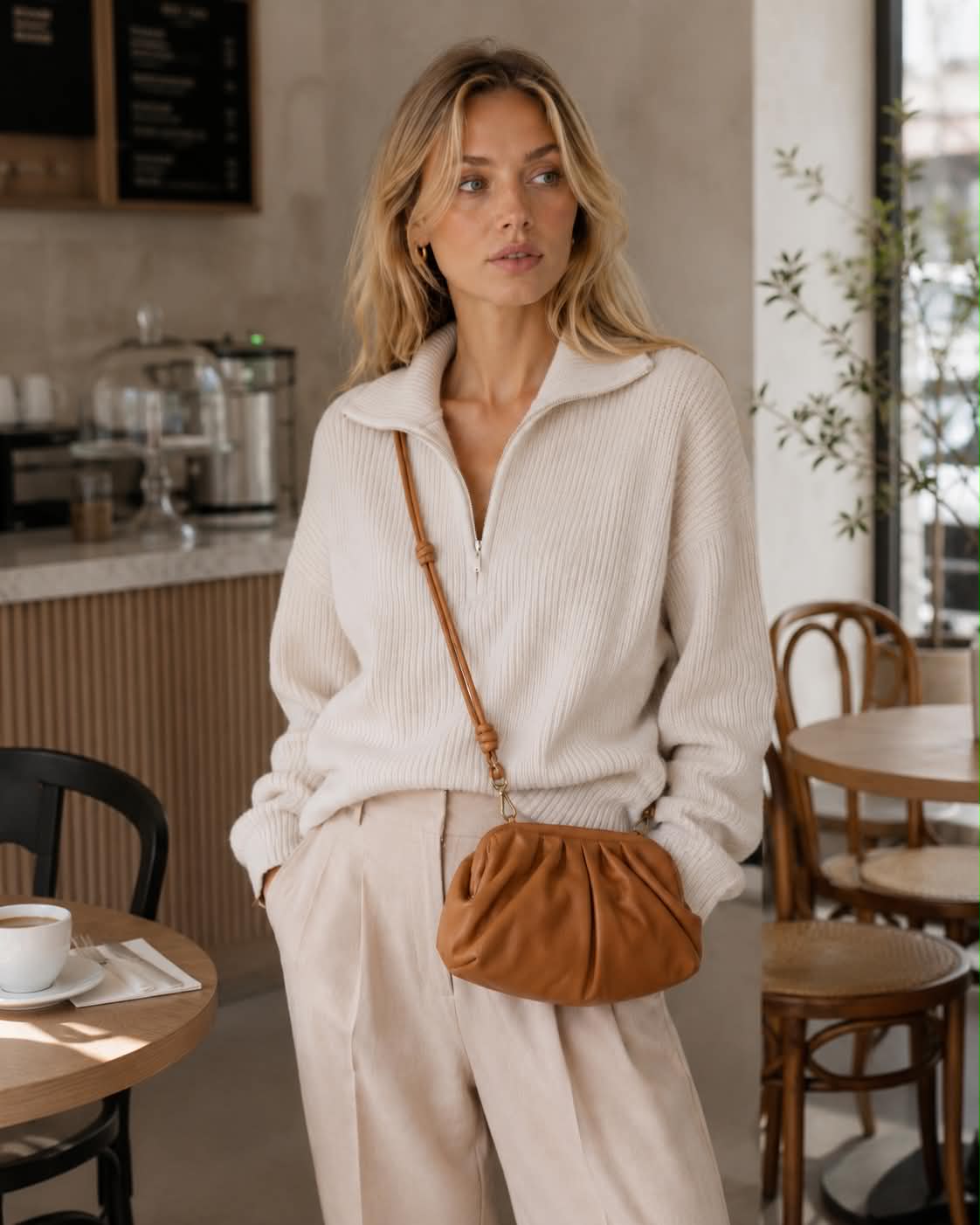 Clutch / Ledertasche Noha big cognac