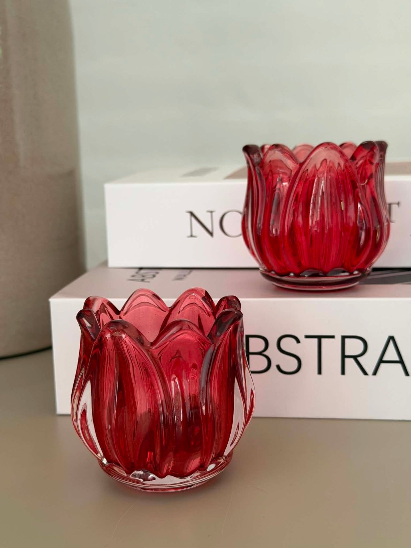 Kerzenhalter rote Tulpe - Set mit 2 Stück